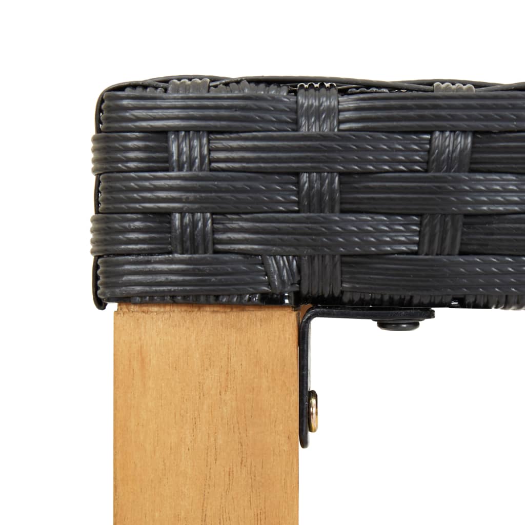 Havebænk 120 cm sort polyrattan og massivt akacietræ