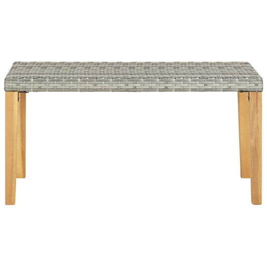 Havebænk 120 cm Grå polyrattan og massivt akacietræ