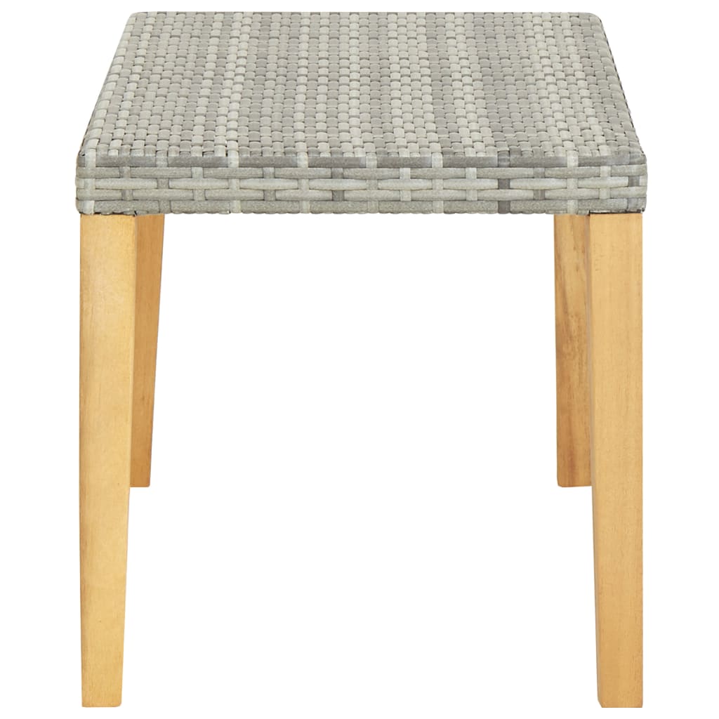 Havebænk 120 cm Grå polyrattan og massivt akacietræ