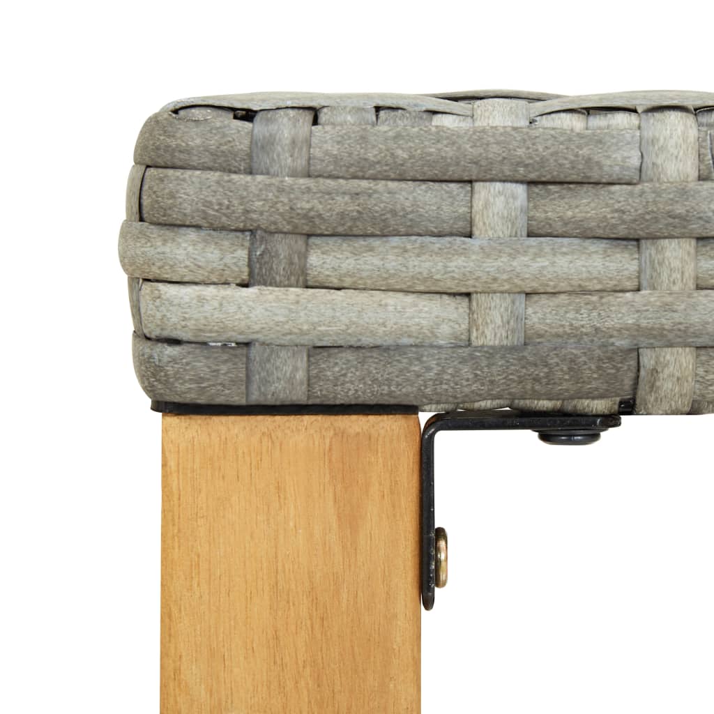 Havebænk 120 cm Grå polyrattan og massivt akacietræ