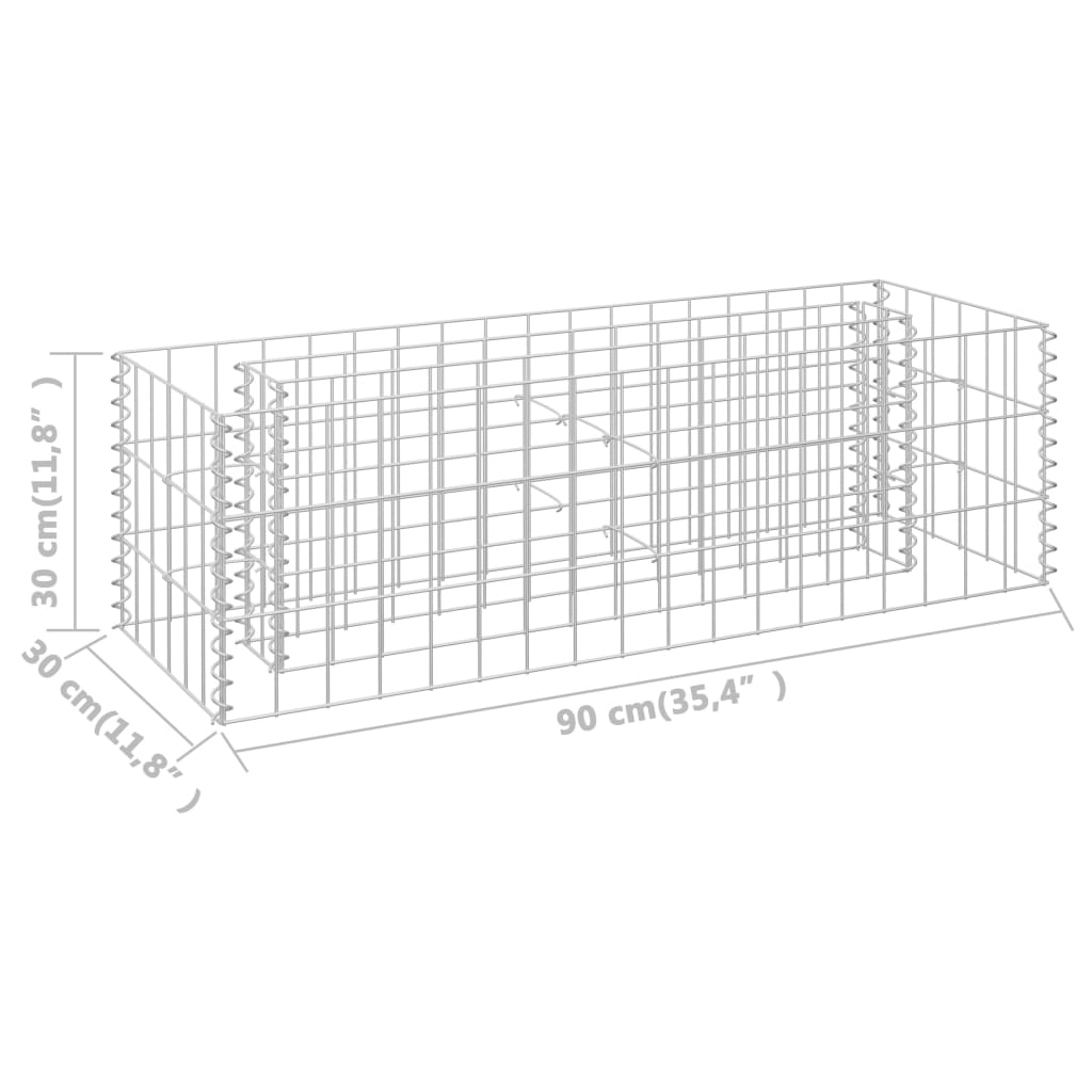 Gabion Højseng Galvaniseret Stål 90×30×30 cm