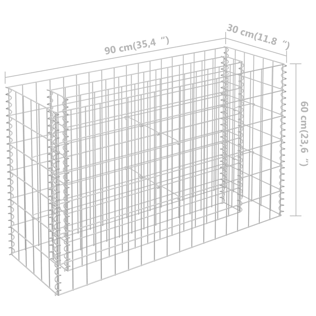 Gabion Højseng Galvaniseret Stål 90×30×60 cm