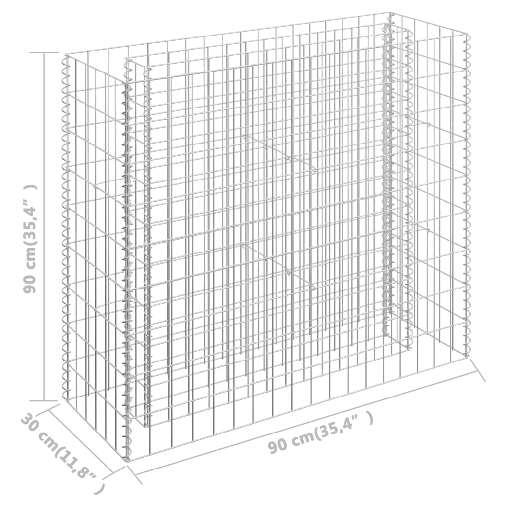 Gabion Højseng Galvaniseret Stål 90×30×90 cm