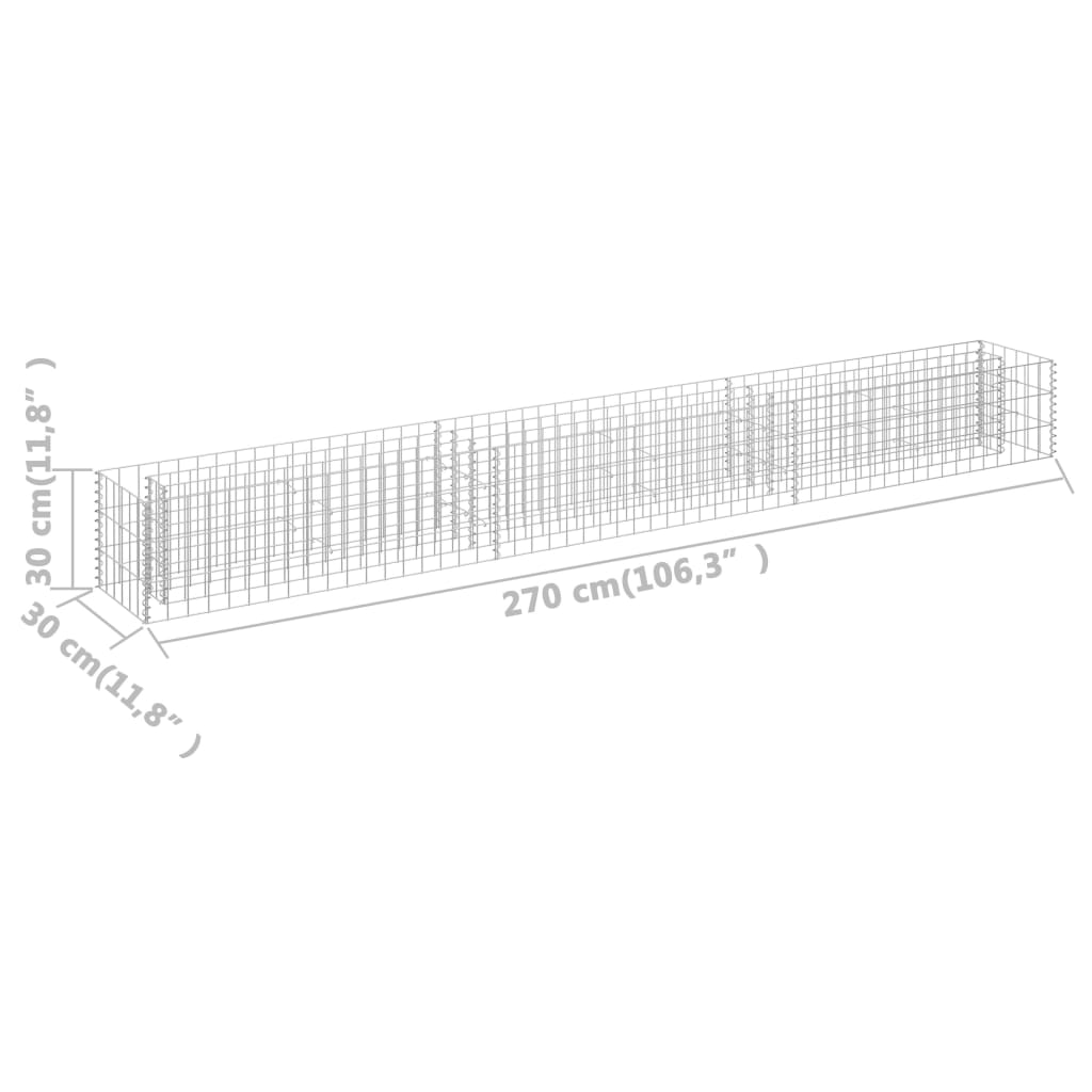 Gabion Højseng Galvaniseret Stål 270 x 30 x 30 cm