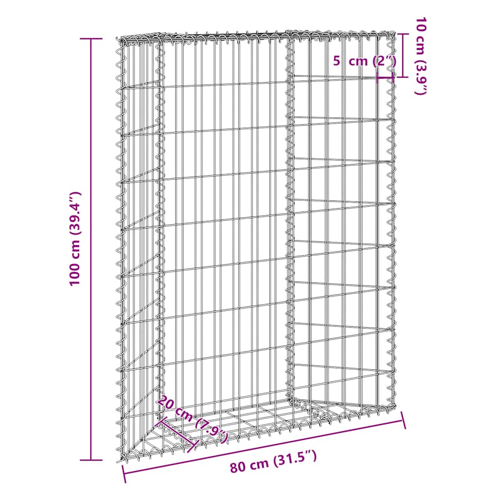Gabionen-Hochbeet Trapezform Verzinkter Stahl 80x20x100 cm