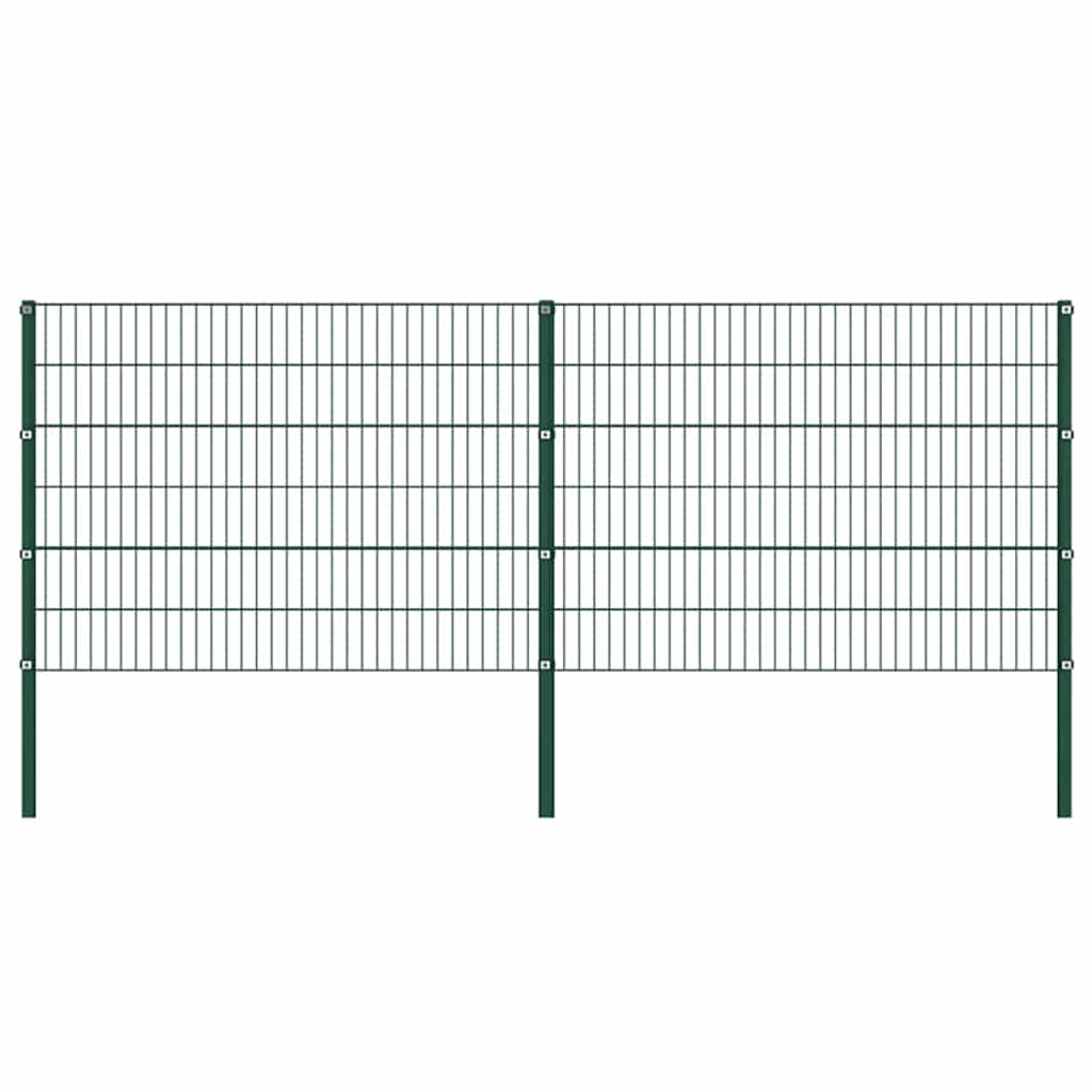 Zaunelement mit Pfosten Eisen 349 x 120 cm Grün