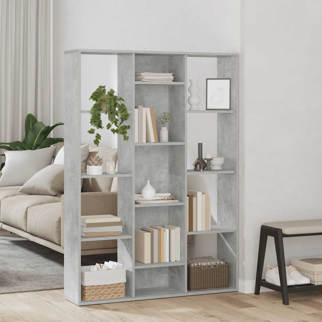 Rumdeler/Bogreol Betongrå 100x24x140 cm Træmateriale