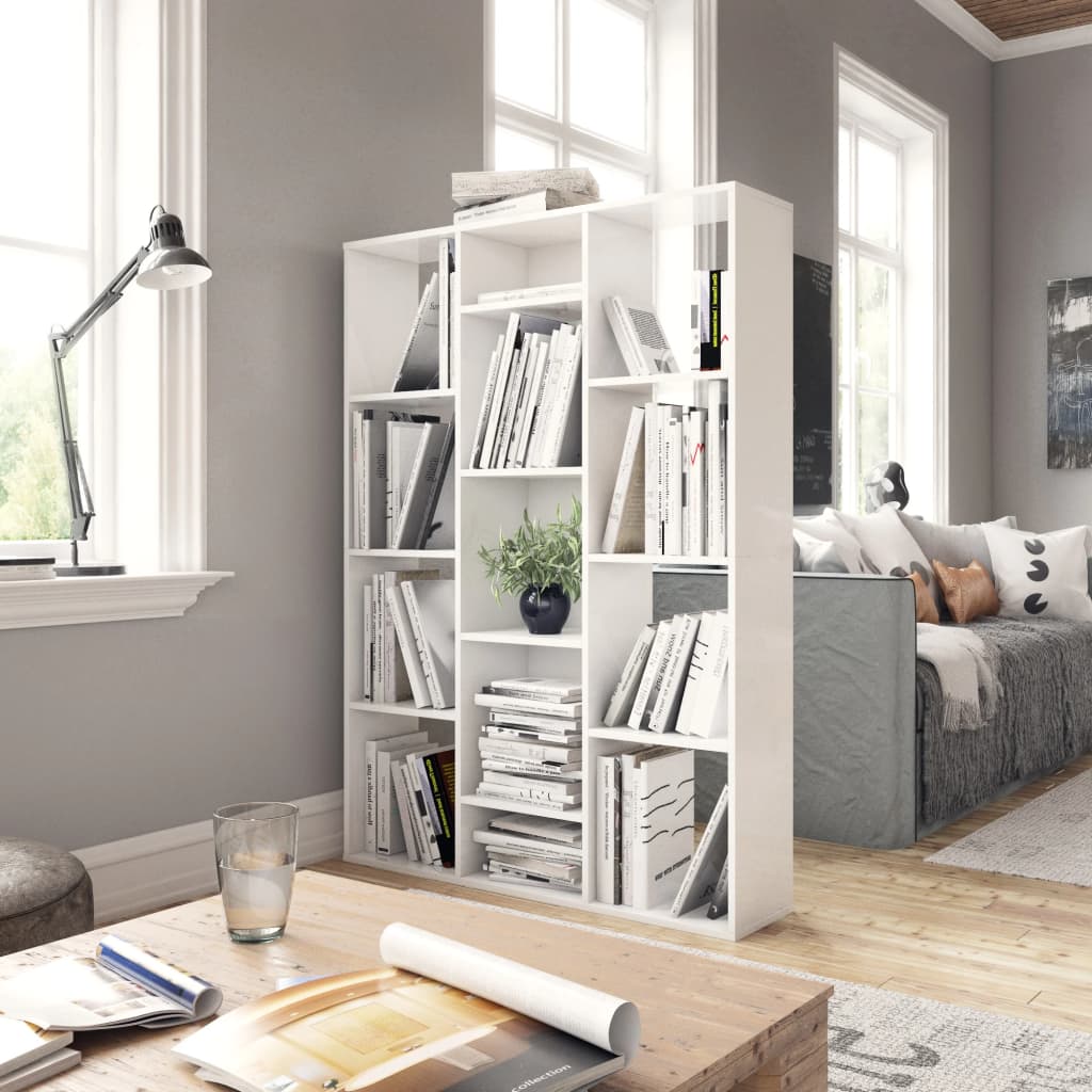 Rumdeler/Reol Højglans Hvid 100x24x140 cm