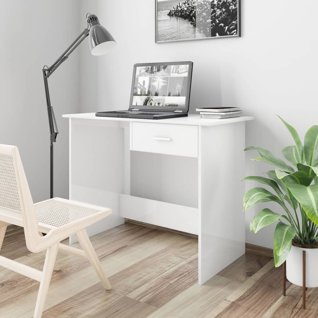 Skrivebord Højglans Hvid 100×50×76 cm Træmateriale
