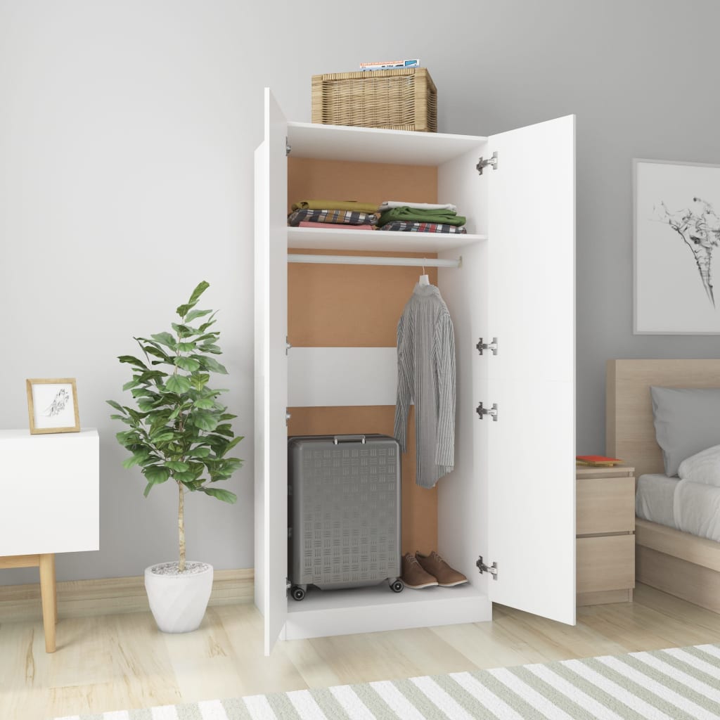Garderobe Hvid 80x52x180 cm Træ Materiale