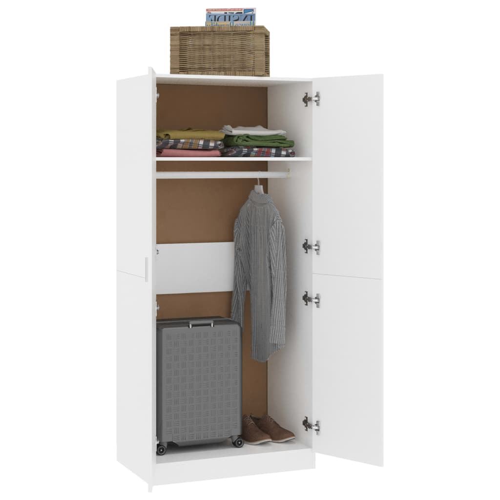 Garderobe Hvid 80x52x180 cm Træ Materiale