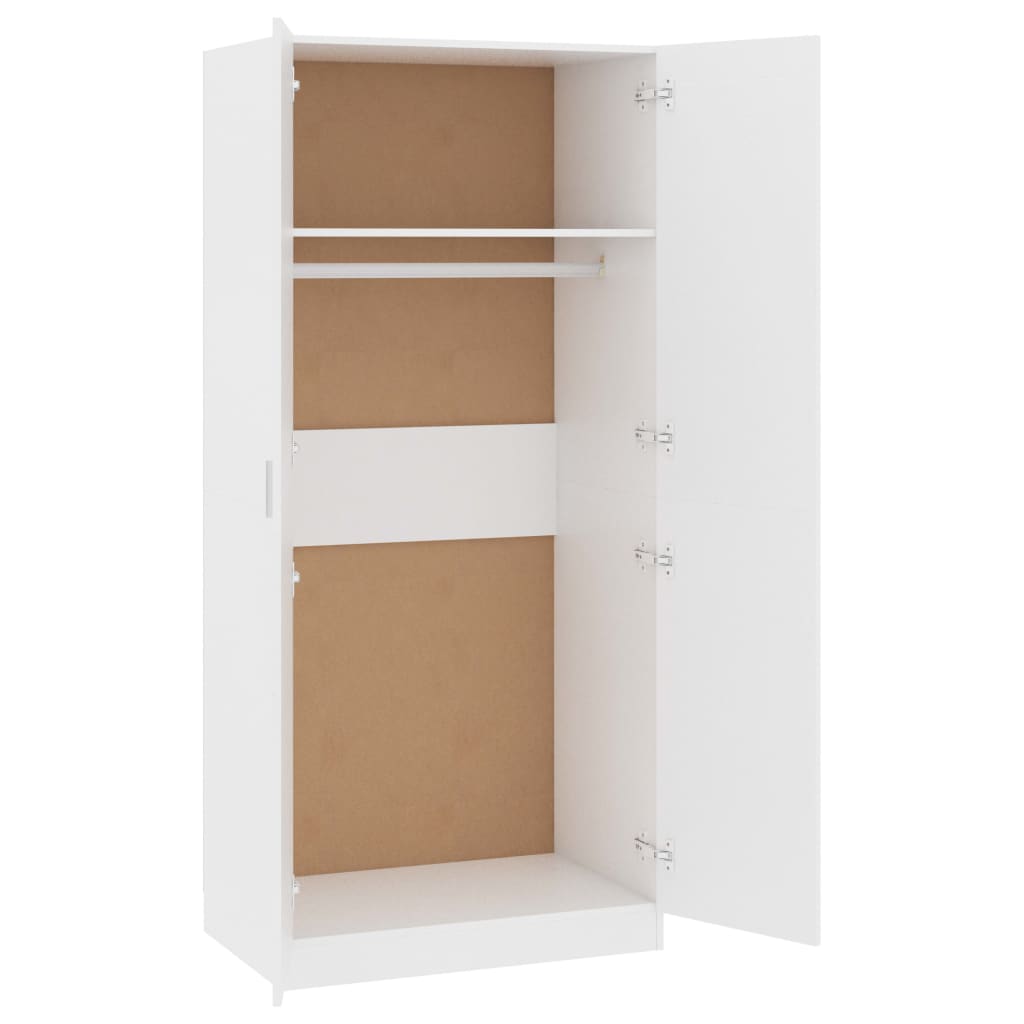Garderobe Hvid 80x52x180 cm Træ Materiale