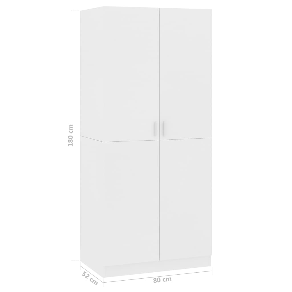 Garderobe Hvid 80x52x180 cm Træ Materiale