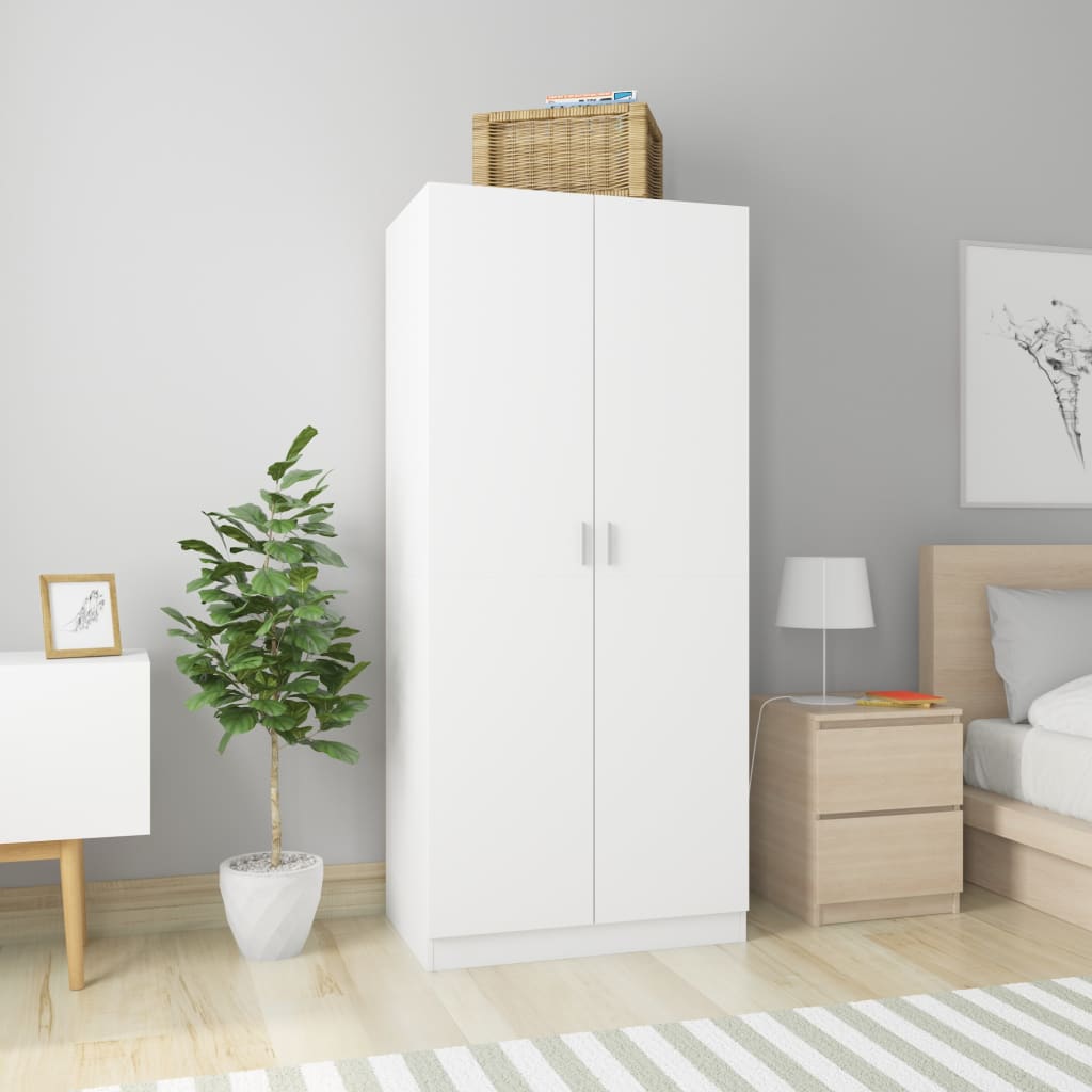 Garderobe Hvid 80x52x180 cm Træ Materiale