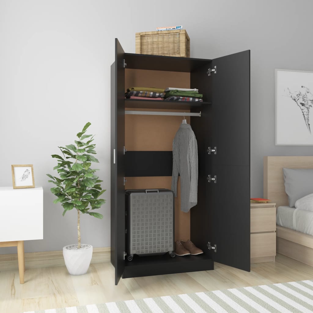 Garderobe Sort 80x52x180 cm Træ Materiale