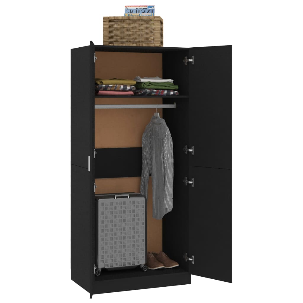 Garderobe Sort 80x52x180 cm Træ Materiale