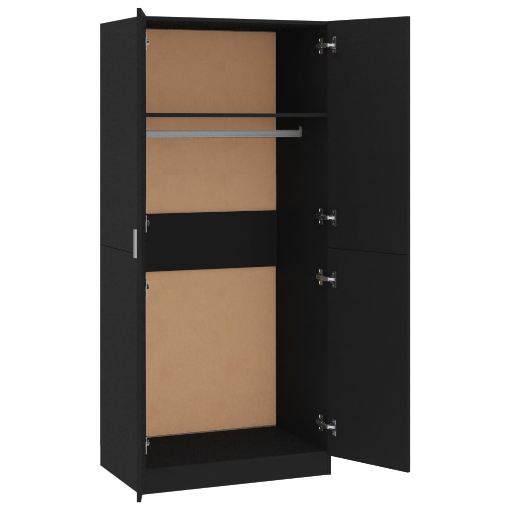 Garderobe Sort 80x52x180 cm Træ Materiale
