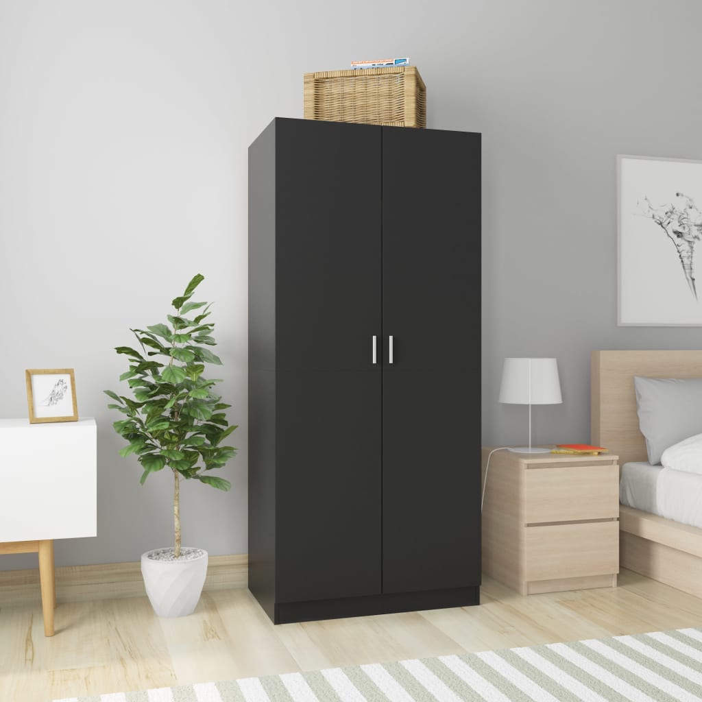 Garderobe Sort 80x52x180 cm Træ Materiale