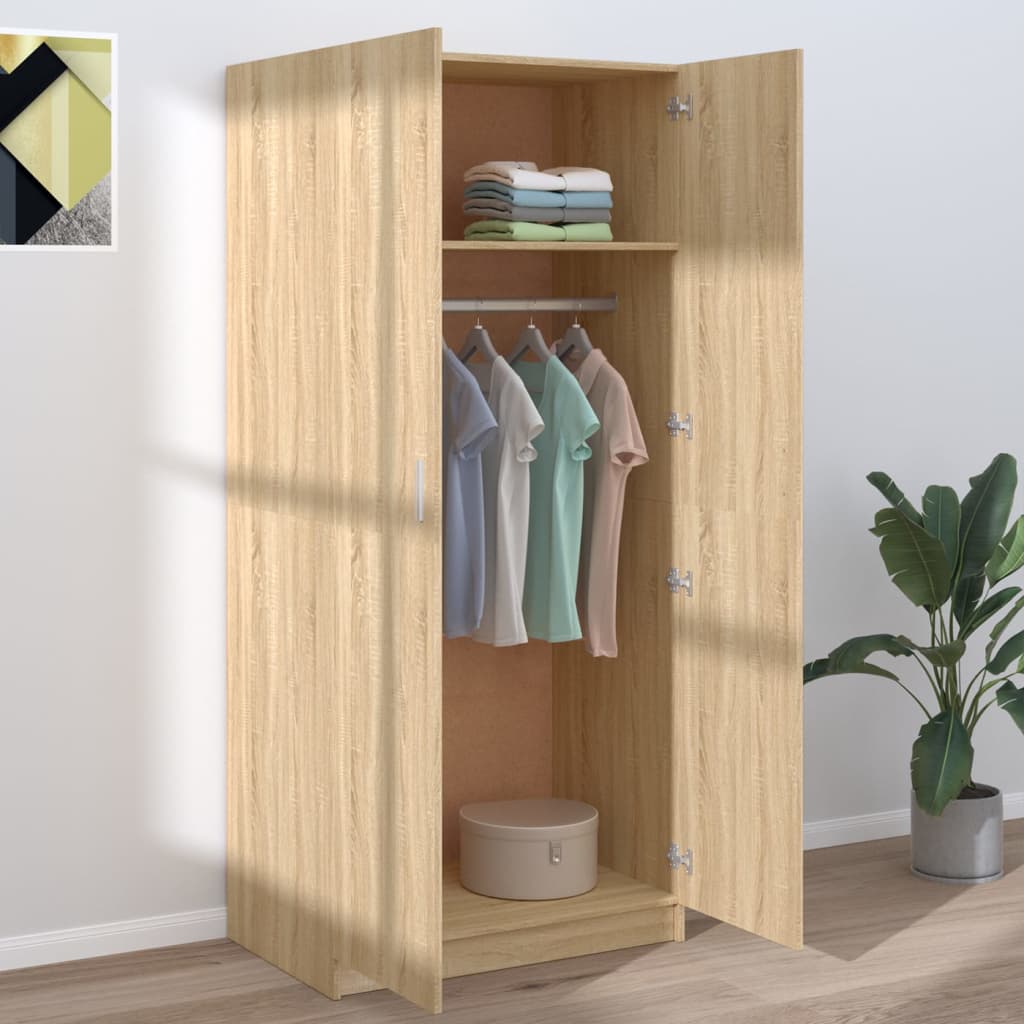 Garderobeskab Sonoma Eg 80x52x180 cm Træmateriale