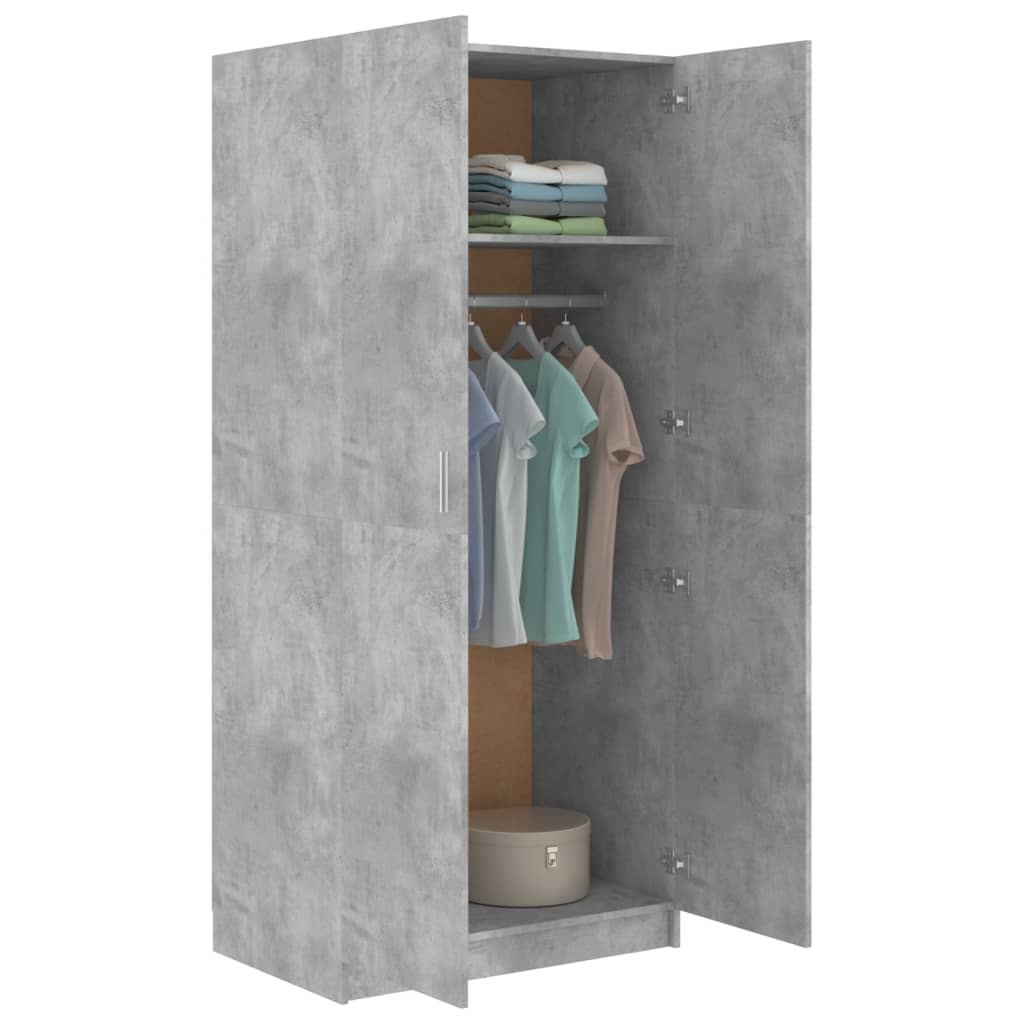 Garderobe Beton Grå 80x52x180 cm Træ Materiale