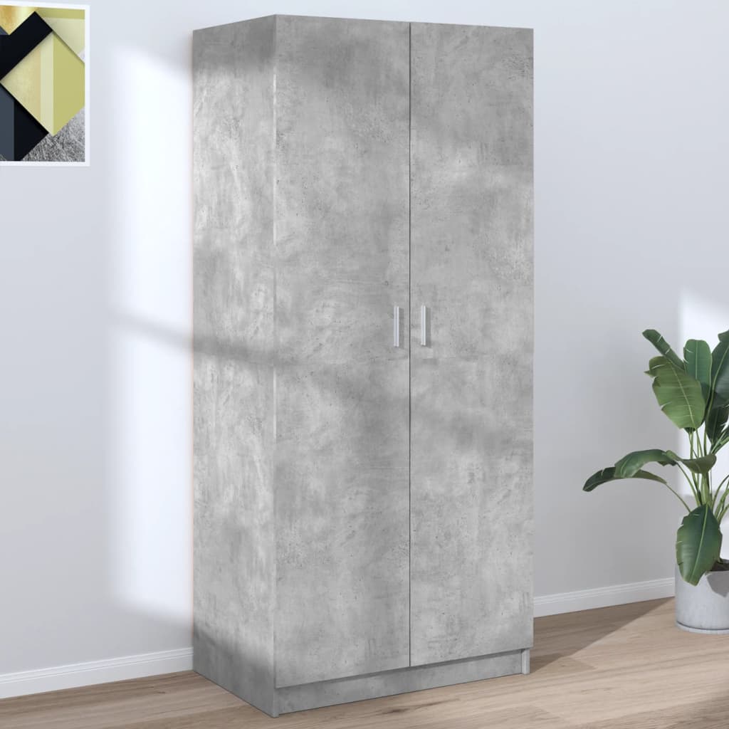 Garderobe Beton Grå 80x52x180 cm Træ Materiale