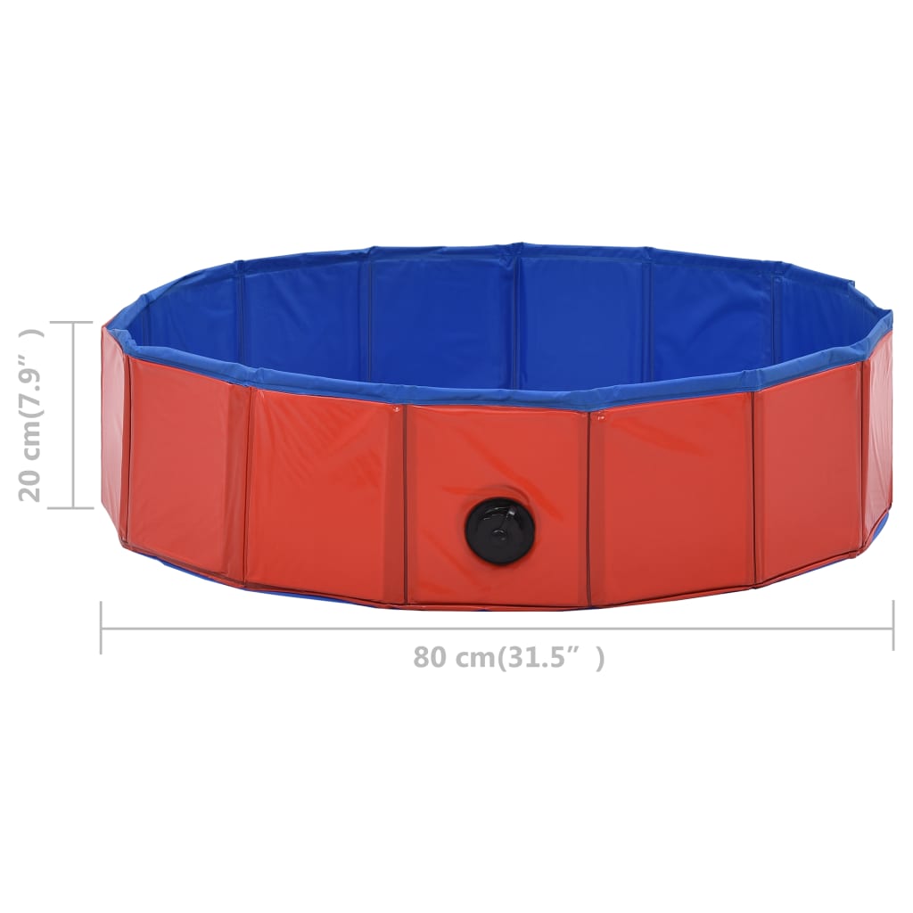 Hundebassin Sammenfoldelig Rød 80×20 cm PVC
