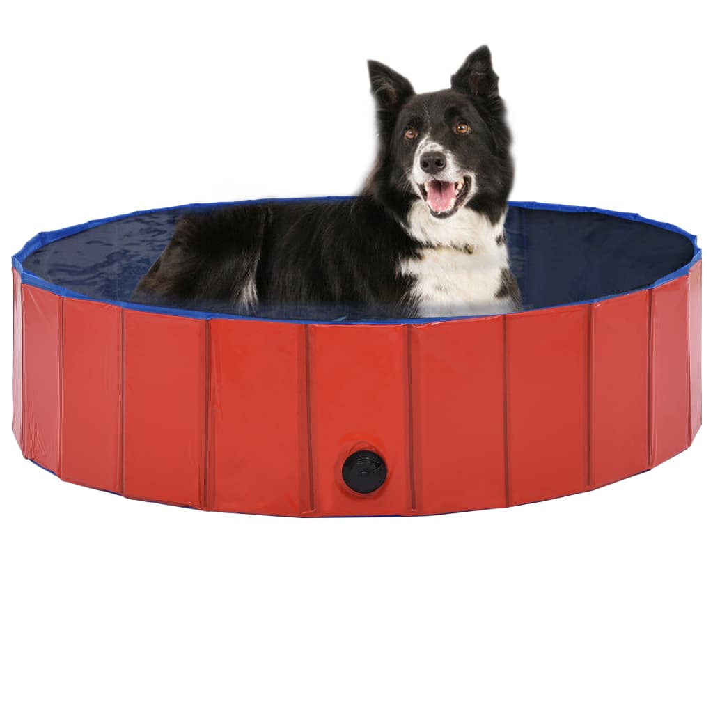Hundebassin Sammenfoldelig Rød 120 x 30 cm PVC
