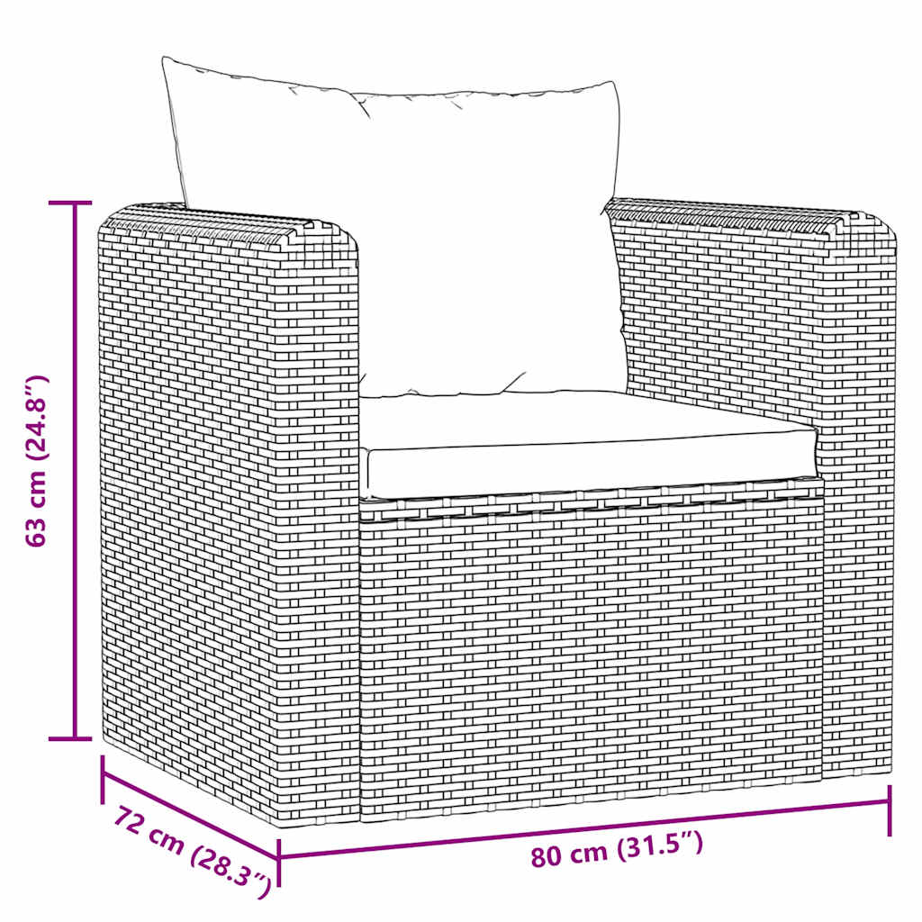 Sessel mit Auflagen Poly Rattan Schwarz