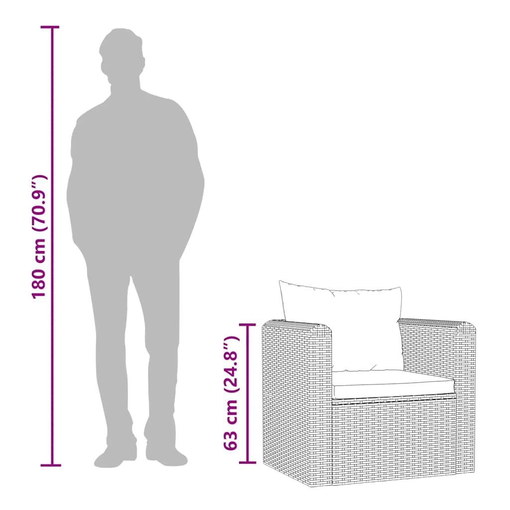 Sessel mit Auflagen Poly Rattan Schwarz