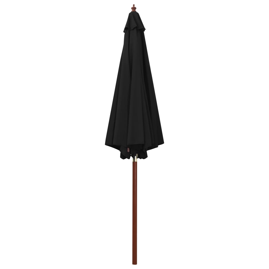 Parasol med træstang 300x258 cm Sort