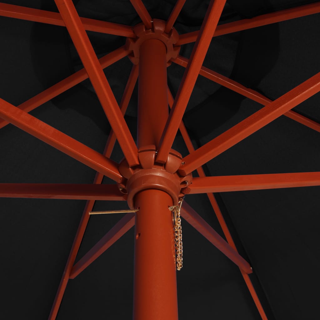 Parasol med træstang 300x258 cm Sort