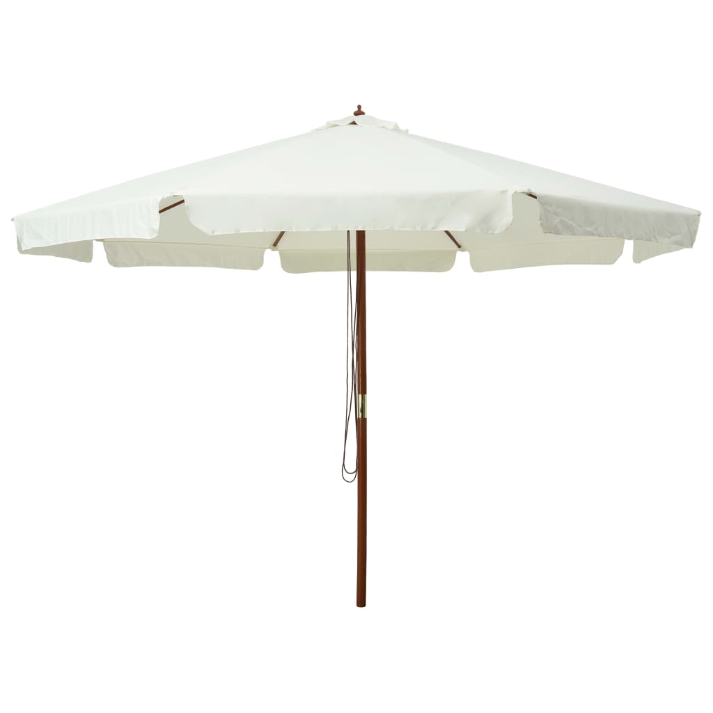 Parasol med træstang 330 cm sandhvid