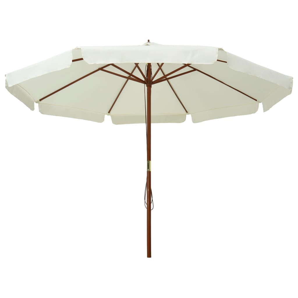 Parasol med træstang 330 cm sandhvid