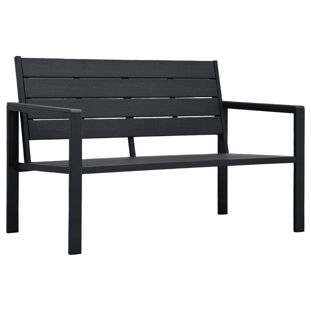 Gartenbank 120 cm HDPE Schwarz Holzoptik