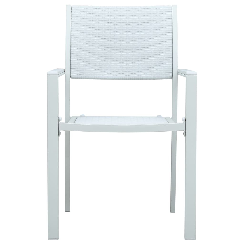 Gartenstühle 4 Stk. Weiß Kunststoff Rattan-Optik
