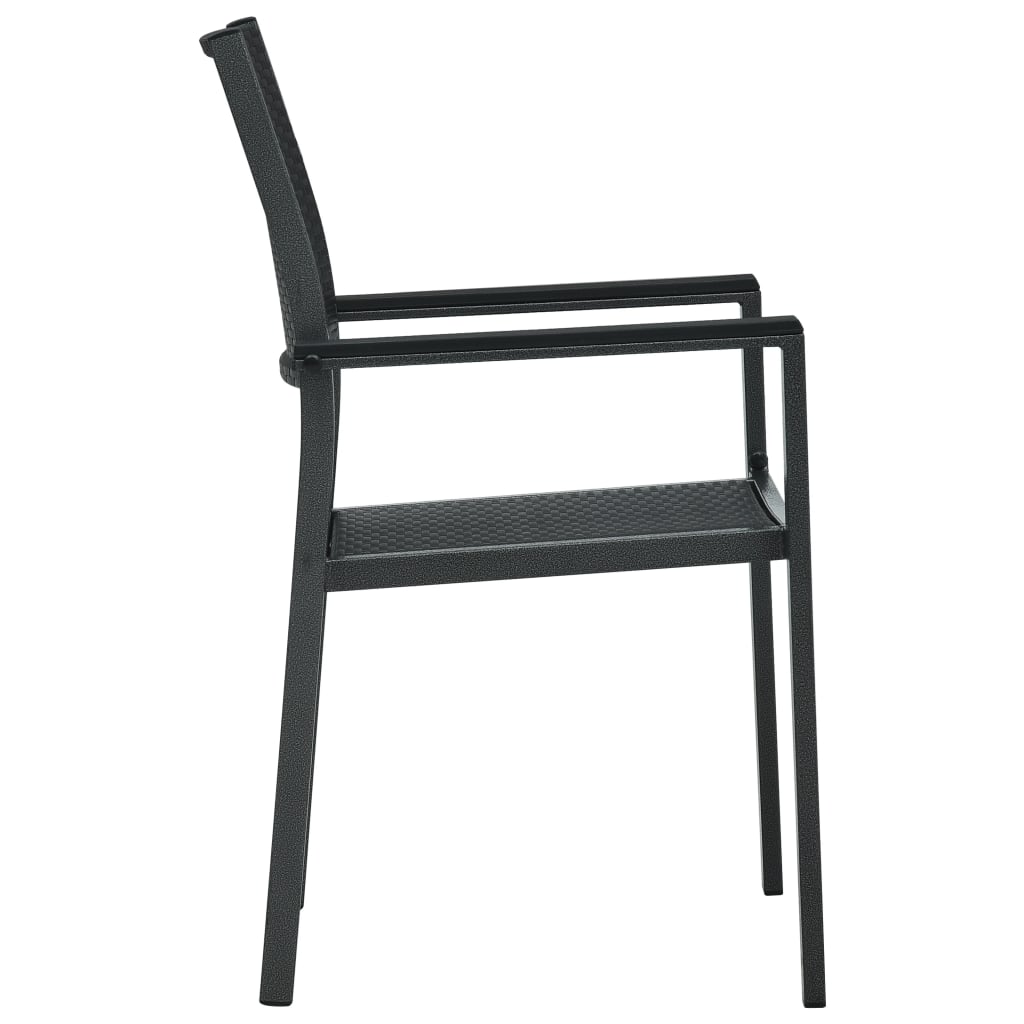 Havestole 2 stk Sort Plastic Rattan Look