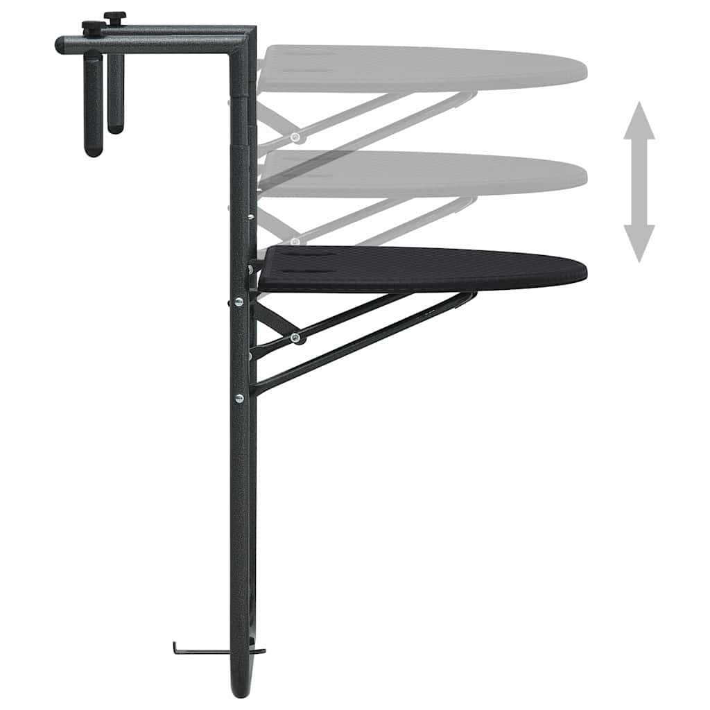 Balkon-Hängetisch Schwarz 60x64x83,5 cm Kunststoff Rattan-Optik