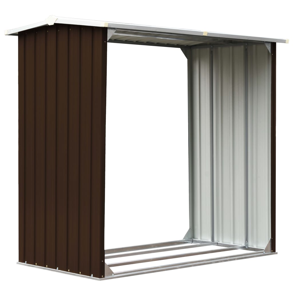 Brænde Opbevaring Galvaniseret Stål 172x91x154 cm Brun