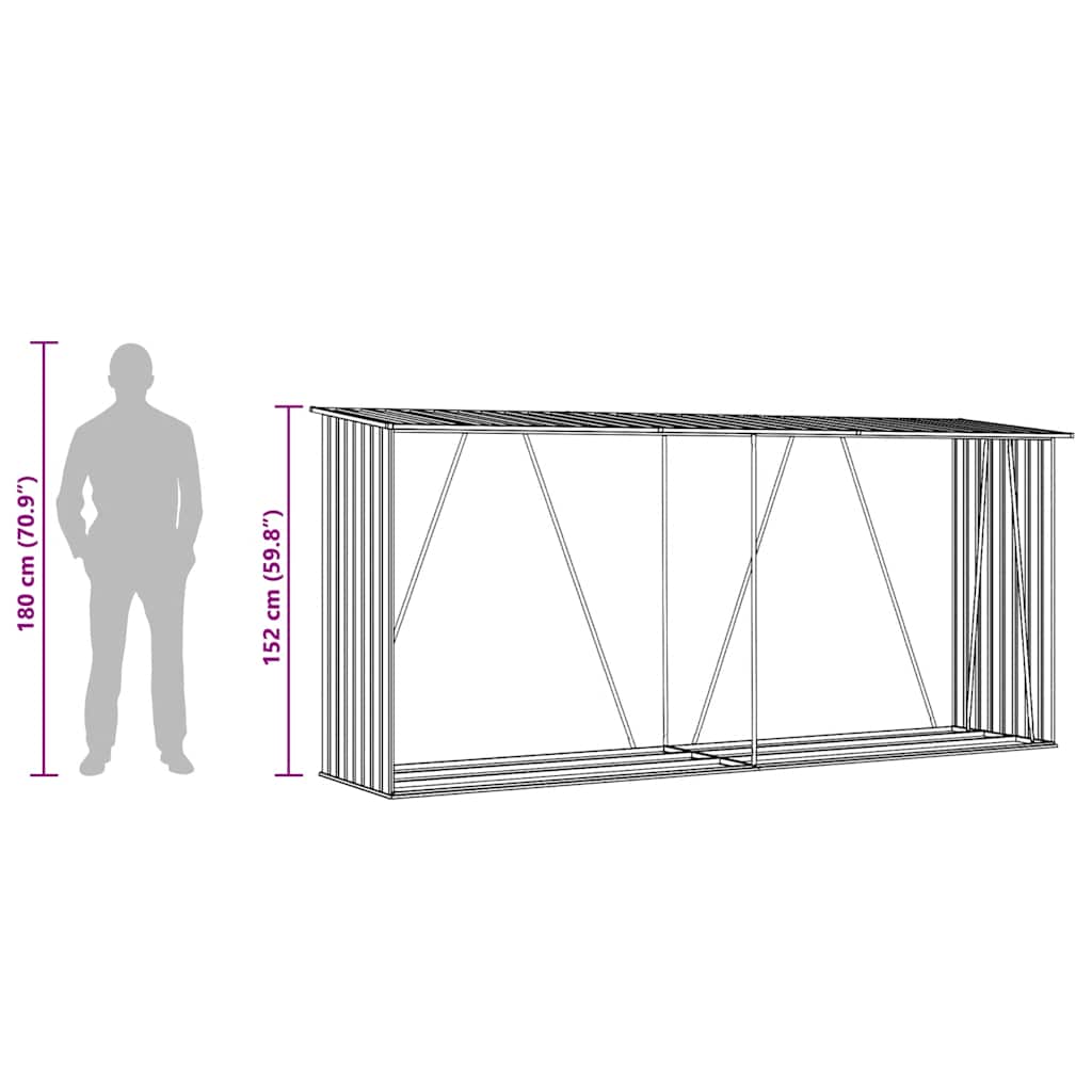 Brænde Opbevaring Galvaniseret Stål 330x84x152 cm Brun
