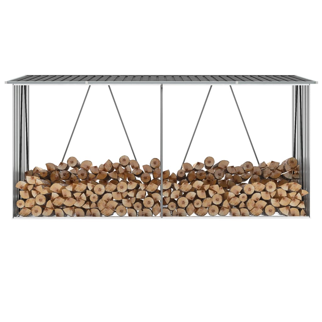 Brænde Opbevaring Galvaniseret Stål 330x84x152 cm Antracit