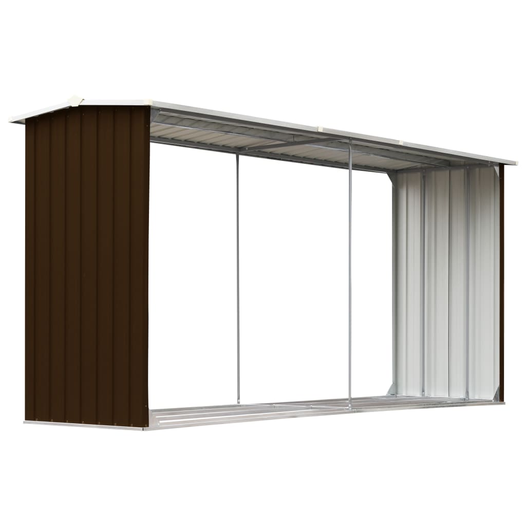 Brænde Opbevaring Galvaniseret Stål 330 x 92 x 153 cm Brun