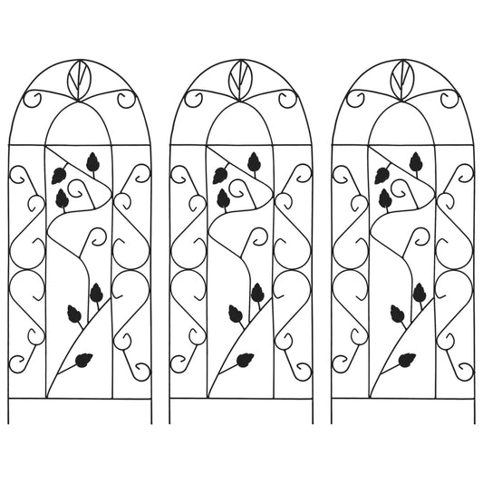 Rankgitter 3 Stk. Schwarz 40×100 cm Eisen