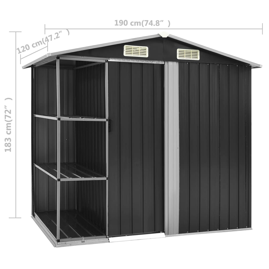 Havehus med hylde antracit 205x130x183 cm Jern