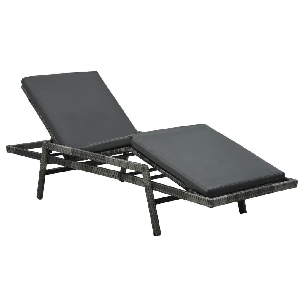 Solseng med pude polyrattan grå