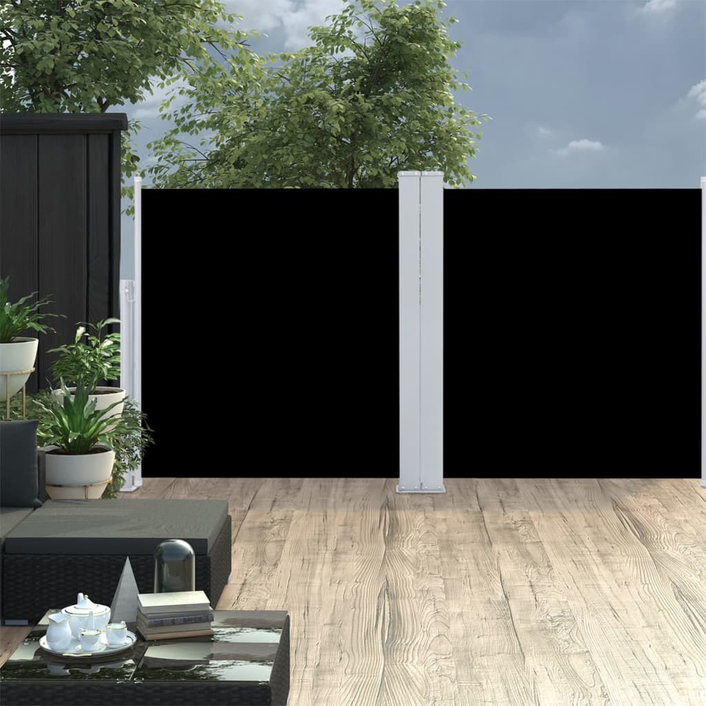 Ausziehbare Seitenmarkise Schwarz 100 x 600 cm
