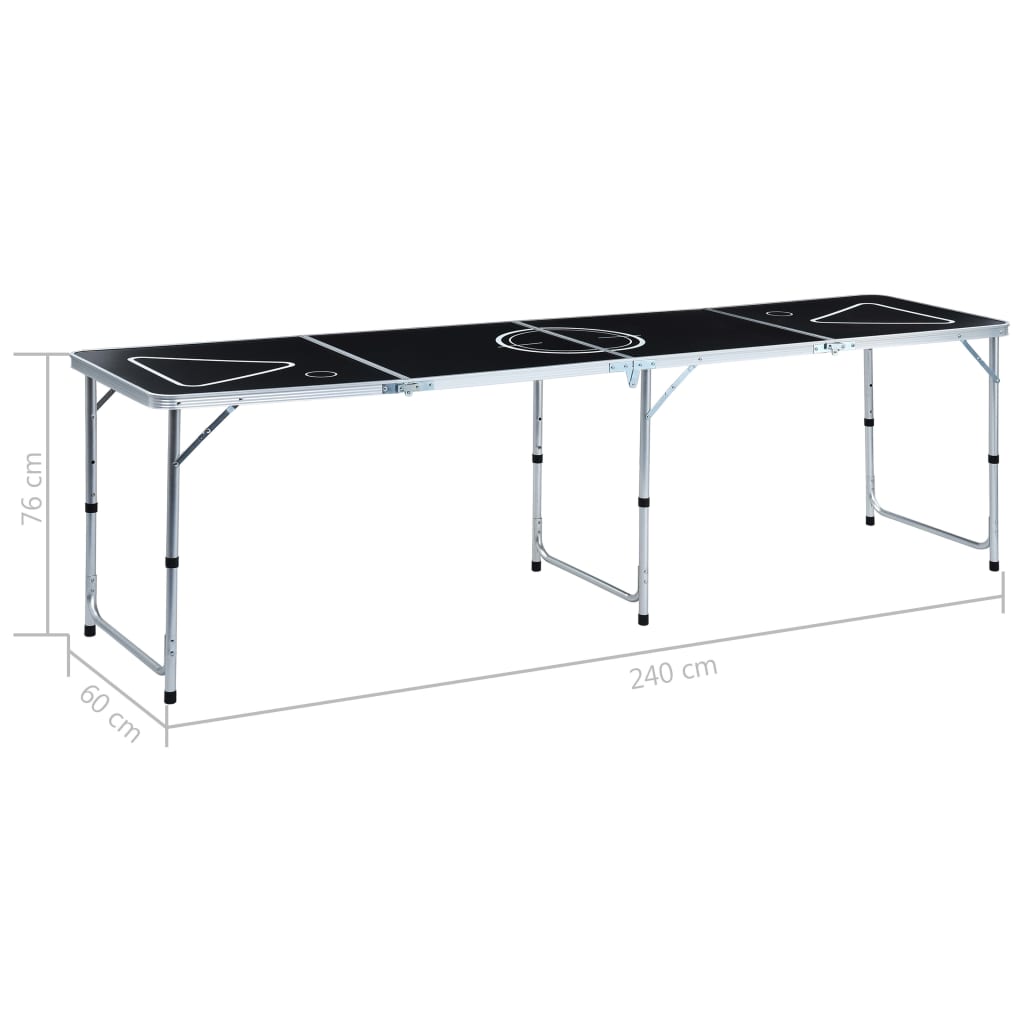 Sammenklappeligt Beer Pong Bord 240 cm Sort