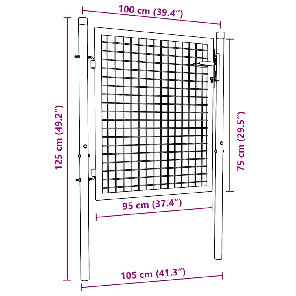 Gitter-Gartentor Verzinkter Stahl 100 x 75 cm Grau