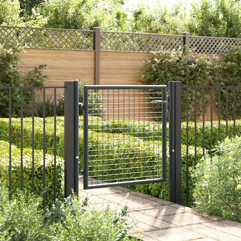 Gitter-Gartentor Verzinkter Stahl 100 x 75 cm Grau