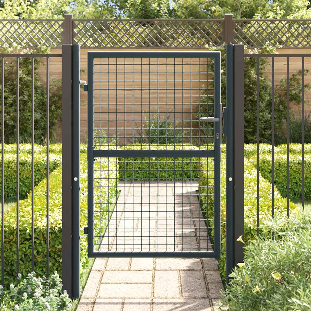 Gitter-Gartentor Verzinkter Stahl 100 x 125 cm Grau
