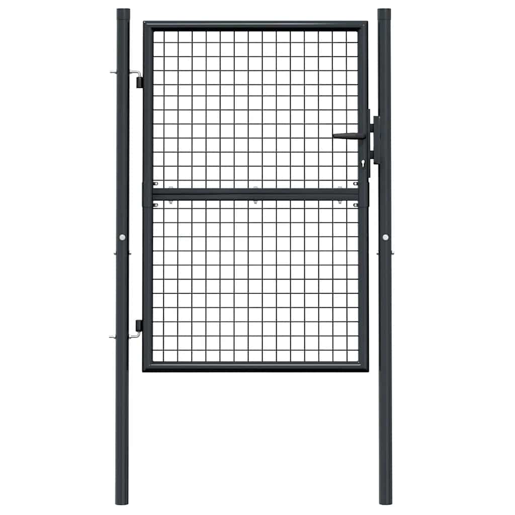 Gitter-Gartentor Verzinkter Stahl 100 x 125 cm Grau